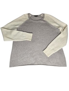 James Perse Womens Beige Gray Roll Hem Cashmere Raglan‎ Crew Sweater Sz 3 (Lg)